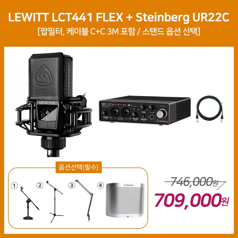 [홈레코딩 패키지 3] LEWITT LCT441 FLEX + Steinberg UR22C [옵션선택 필수]