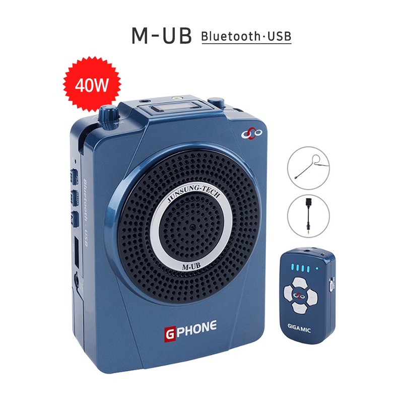 [준성테크] 기가엠 블루투스 M-UB[40W][무선방식/3BAND/무선송신기+붐마이크/이어셋마이크포함/블루투스/USB]
